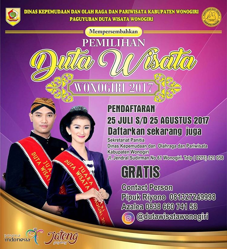 duta wisata wonogiri 2017
